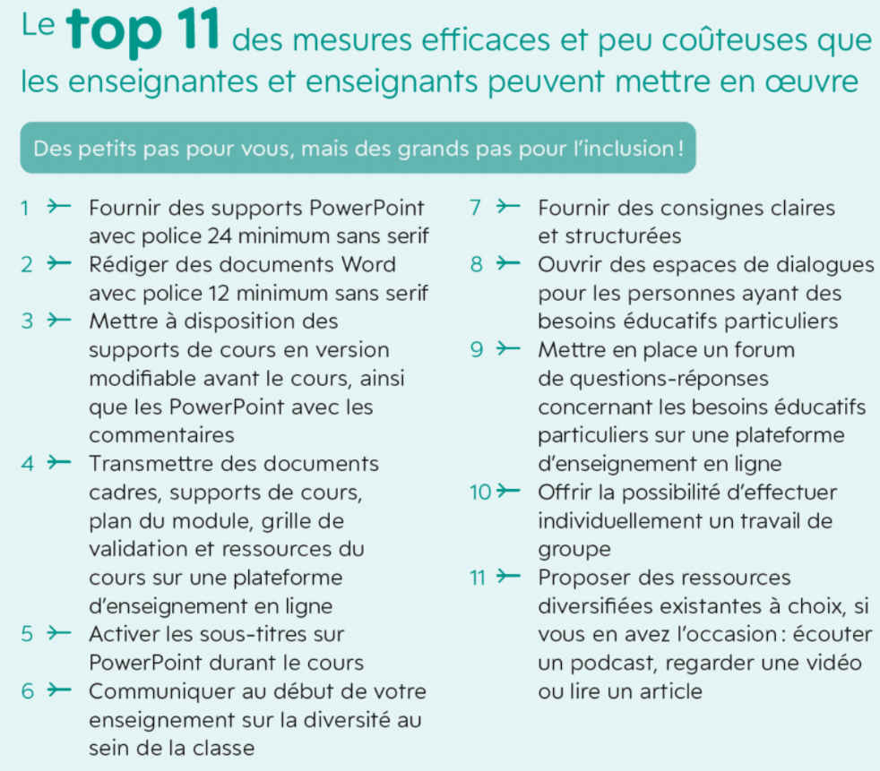 le top 11 des mesures efficaces et peu coûteuses que les enseignantes et enseignants peuvent mettre en œuvre